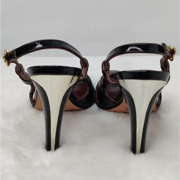 BCBG MaxAzaria Brown Peep Toe Sandals Sz 6.5 - Picture 4 of 10